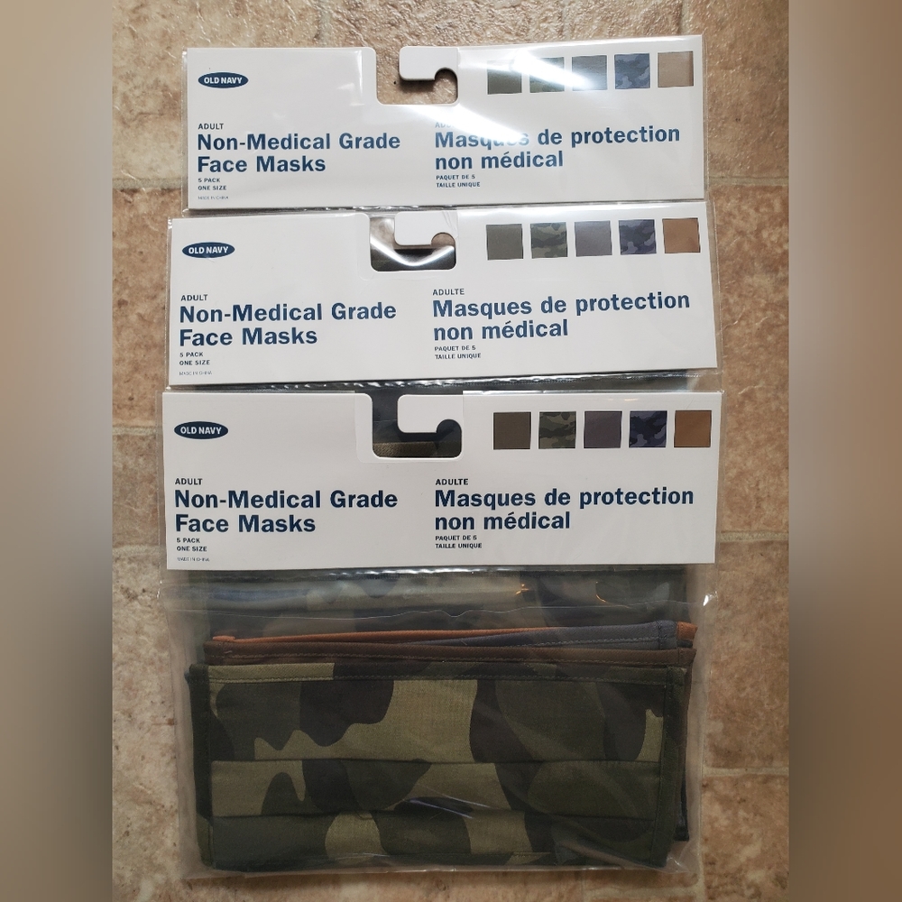 (3 X 5 PACK) OLD NAVY NON-MEDICAL FACE MASKS